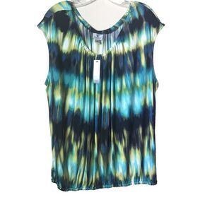 NWT Worthington Woman Stretch Multi-Color Blouse With Bubble Hem Size 2X‎